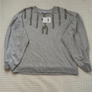 Gibson Latimer Gray Sweater with Embellishments
